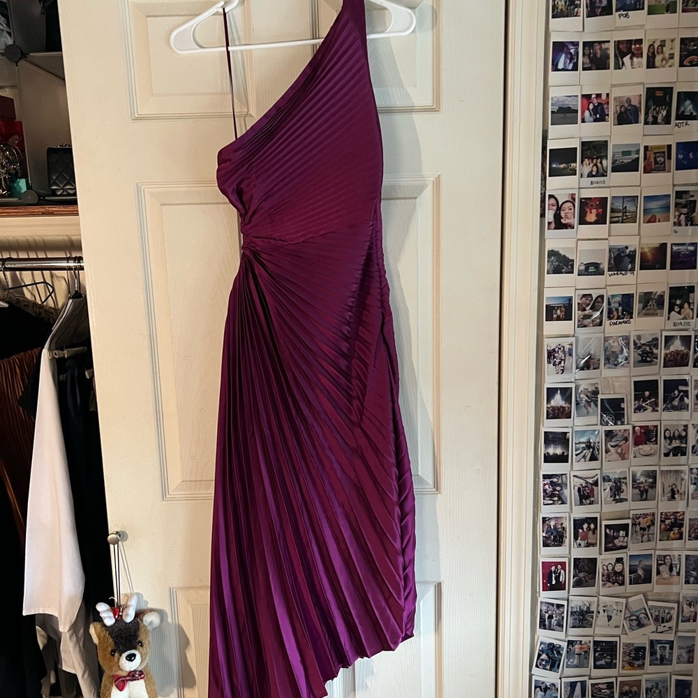 Vici One-Shoulder Pleated Dress in Rich Purple